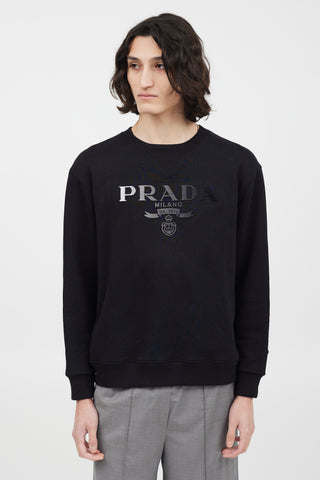 Prada Black & White Gradient Logo Sweatshirt