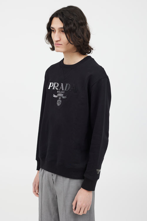 Prada Black & White Gradient Logo Sweatshirt