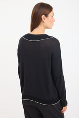 Prada Black & White Knit Ruffled Cardigan