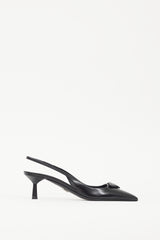 Prada Black & White Leather Logo Mule