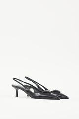 Prada Black & White Leather Logo Mule