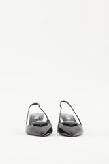 Prada Black & White Leather Logo Mule