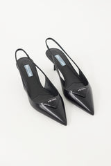 Prada Black & White Leather Logo Mule