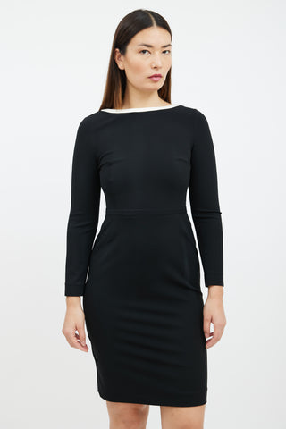 Prada Black & White Long Sleeved Sheath Dress