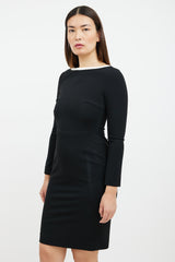 Prada Black & White Long Sleeved Sheath Dress