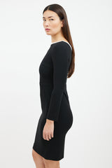 Prada Black & White Long Sleeved Sheath Dress