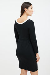 Prada Black & White Long Sleeved Sheath Dress