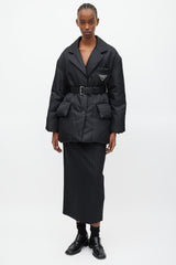 Prada Black & White Padded Re-Nylon Blazer