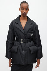 Prada Black & White Padded Re-Nylon Blazer
