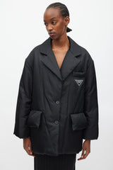 Prada Black & White Padded Re-Nylon Blazer