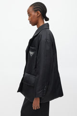 Prada Black & White Padded Re-Nylon Blazer