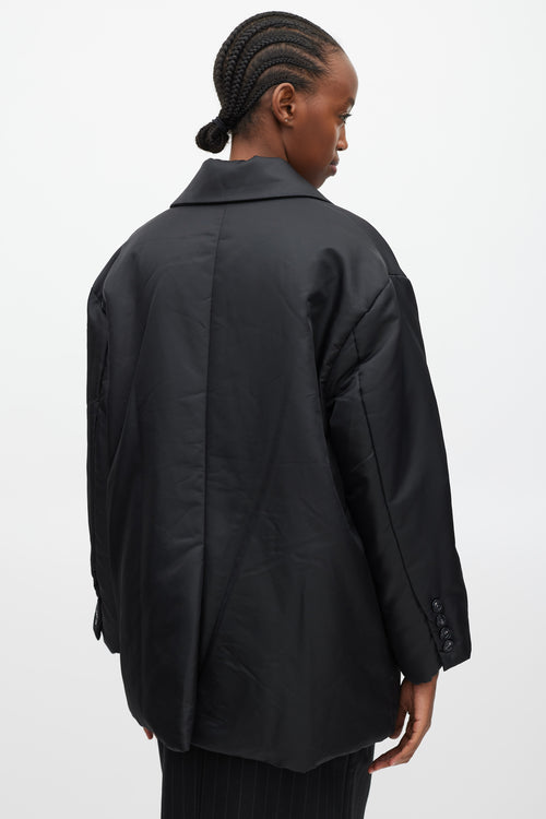 Prada Black & White Padded Re-Nylon Blazer