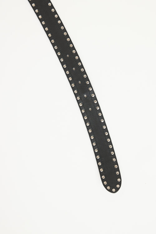 Prada Cracked Leather Studded Belt