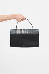 Prada Plaid Tessuto Saffiano Leather Top Handle Bag