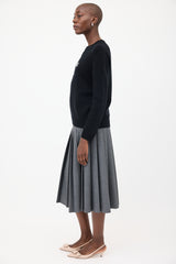Prada Black & White Wool & Cashmere Logo Sweater