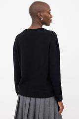 Prada Black & White Wool & Cashmere Logo Sweater