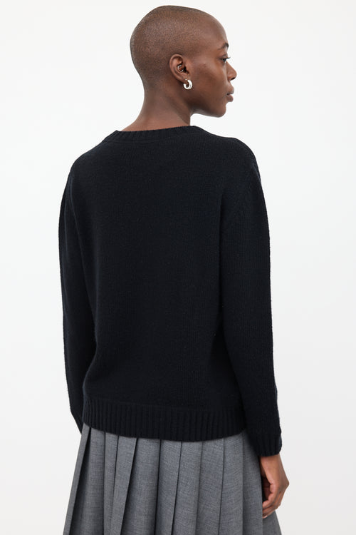 Prada Black & White Wool & Cashmere Logo Sweater