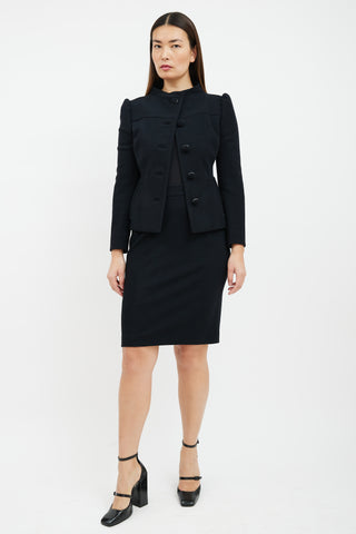 Prada Black Wool Blazer & Skirt Suit