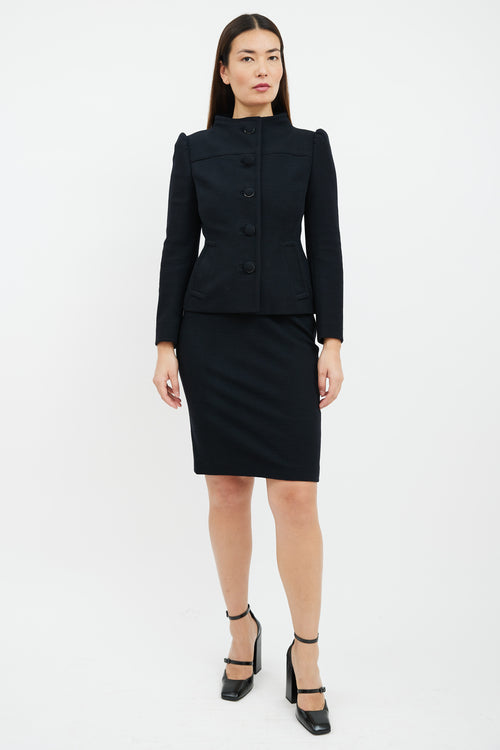 Prada Black Wool Blazer & Skirt Suit