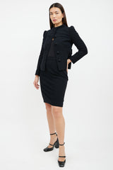 Prada Black Wool Blazer & Skirt Suit
