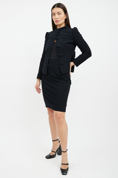 Prada Black Wool Blazer & Skirt Suit