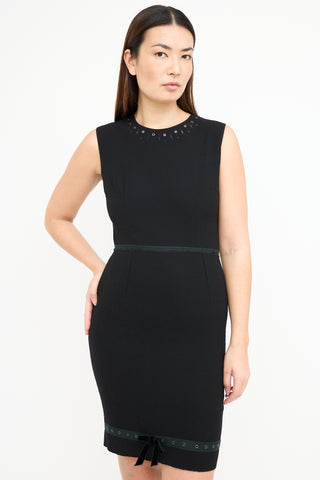 Prada Black Wool Crepe Sheath Dress