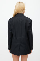 Prada Black Wool Drawstring Blazer