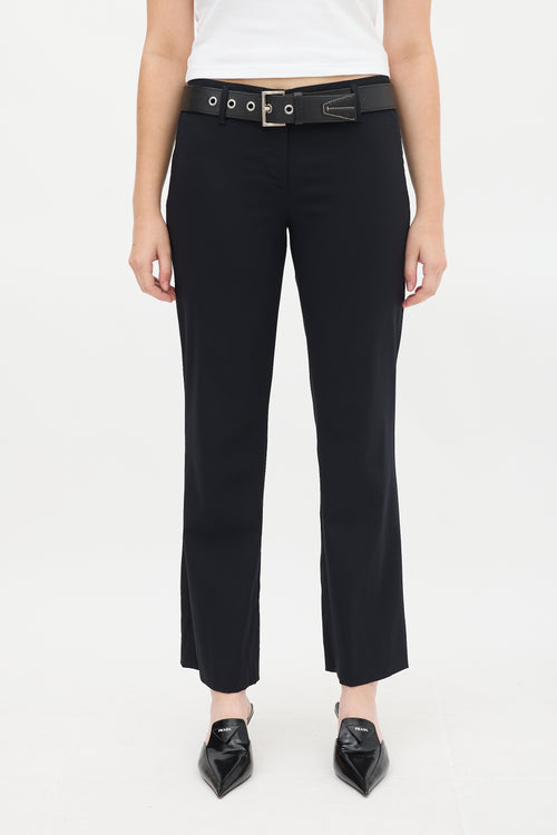 Prada Black Wool & Nylon Flared Trouser