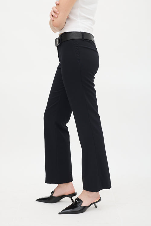 Prada Black Wool & Nylon Flared Trouser