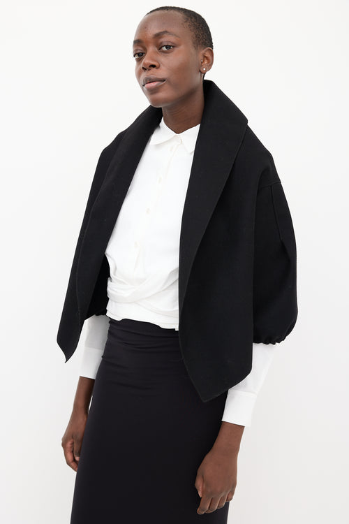 Prada Black Wool Puff Sleeve Bolero Jacket