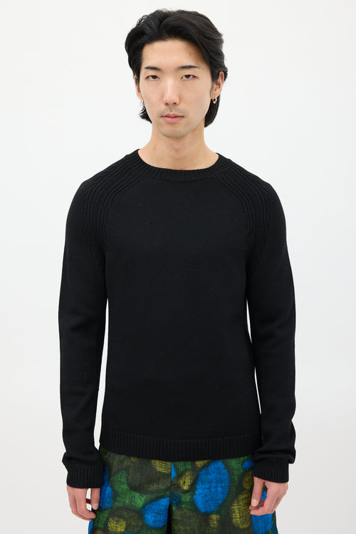 Prada Black Wool Ribbed Knit Sweater