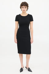 Prada Black Wool Short Sleeve Sheath Dress