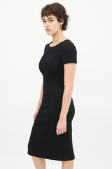 Prada Black Wool Short Sleeve Sheath Dress