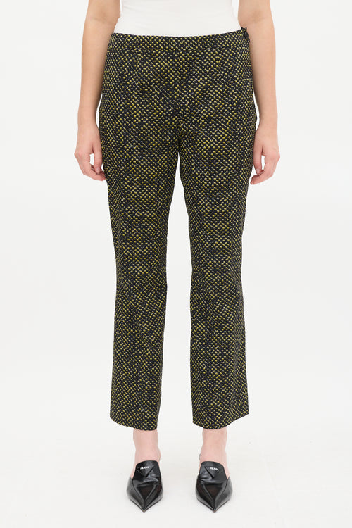 Prada Black & Yellow Wool Printed Trouser