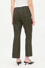 Prada Black & Yellow Wool Printed Trouser