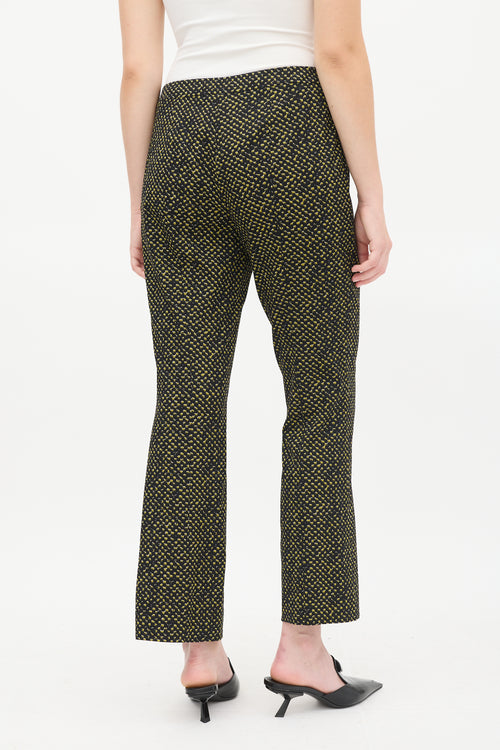 Prada Black & Yellow Wool Printed Trouser