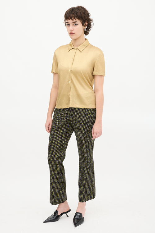 Prada Black & Yellow Wool Printed Trouser