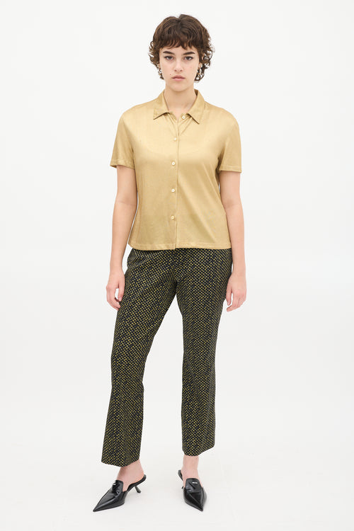 Prada Black & Yellow Wool Printed Trouser