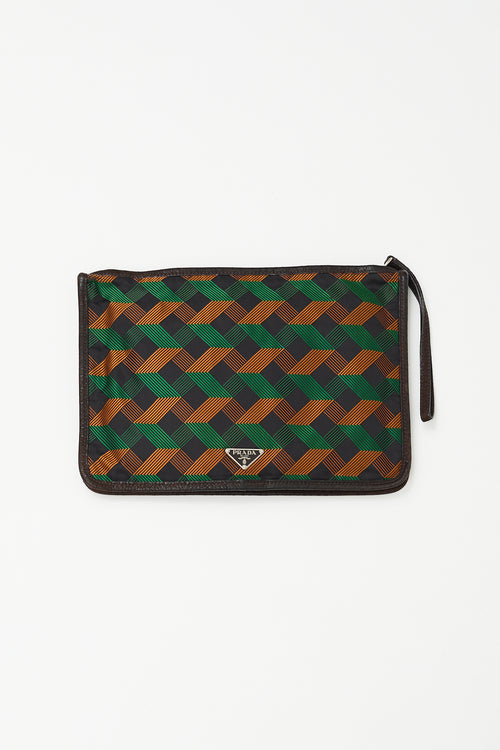 Prada Black & Multi Nylon Printed Zip Pouch