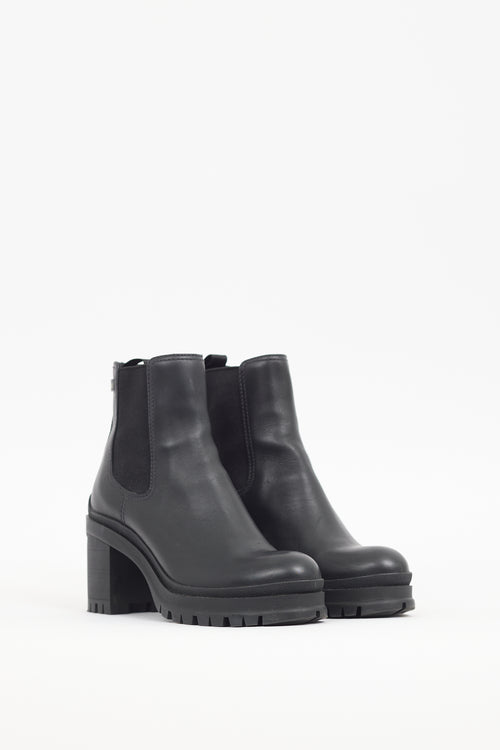 Prada Black Leather Heeled Chelsea Boot