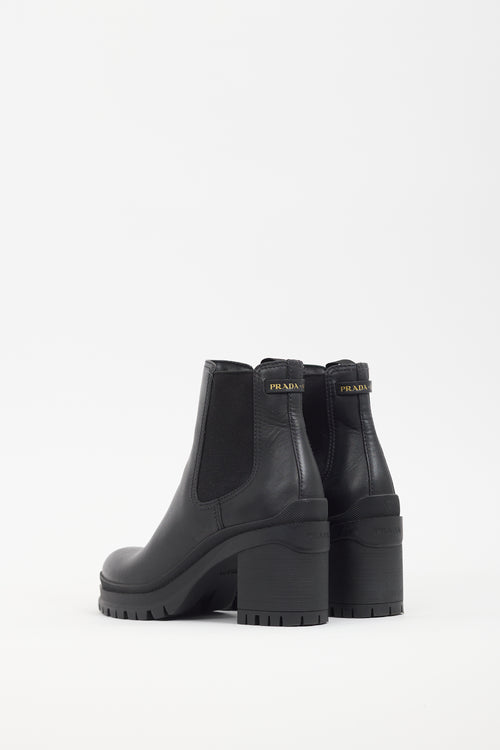 Prada Black Leather Heeled Chelsea Boot