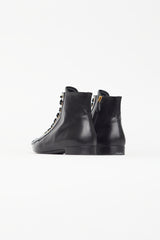 Prada Black Leather Kiltie Bootie