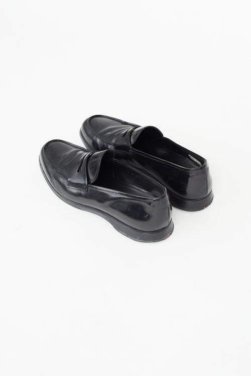 Prada Black Leather Penny Almond Toe Loafer