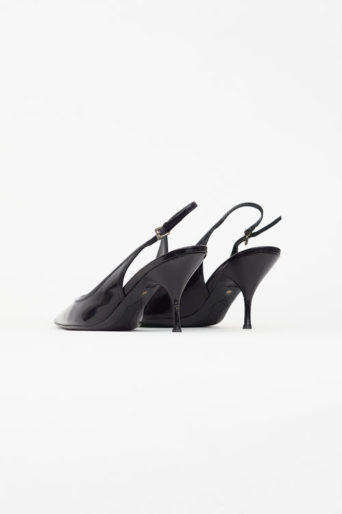 Prada Black Leather Slingback Heel