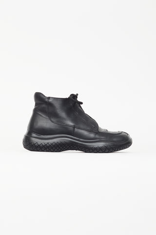Prada Black Moc Toe Leather Sneaker
