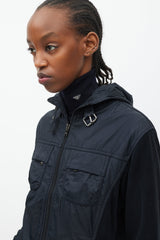 Prada Black Nylon & Knit Hooded Jacket