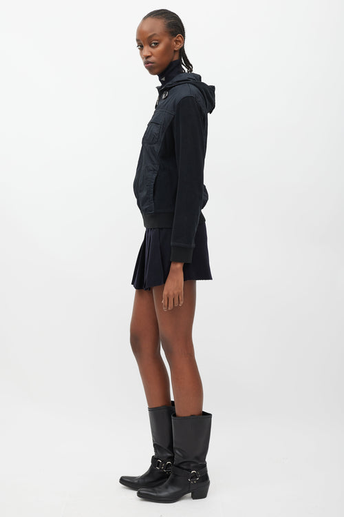 Prada Black Nylon & Knit Hooded Jacket