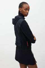 Prada Black Nylon & Knit Hooded Jacket