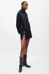 Prada Black Nylon & Knit Hooded Jacket