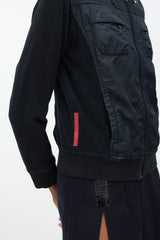Prada Black Nylon & Knit Hooded Jacket